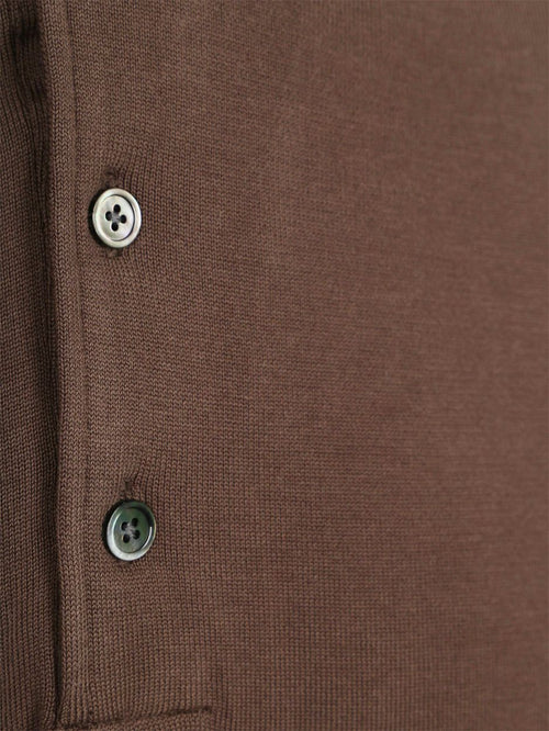 Longsleeve poloshirt luxury basic bruin