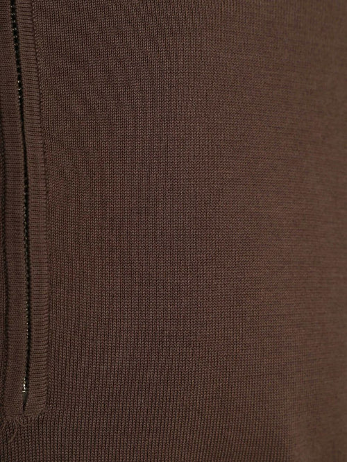 halve rits pullover luxury basic bruin