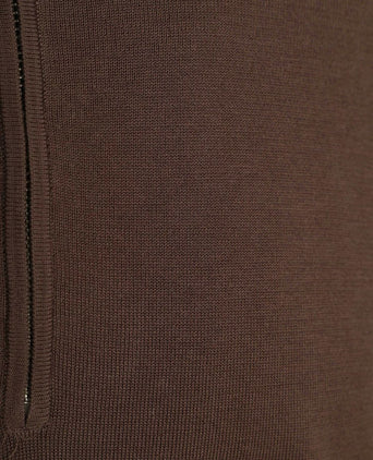 halve rits pullover luxury basic bruin