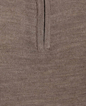 halve rits pullover merinowol bruin