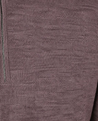 halve rits pullover merinowol aubergine