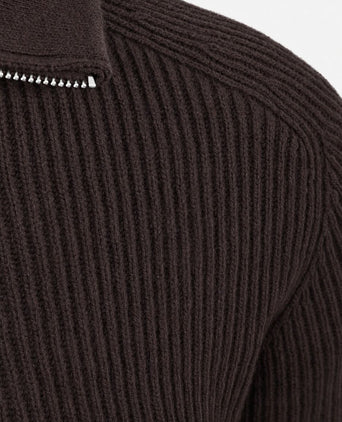 halve rits pullover wool bruin