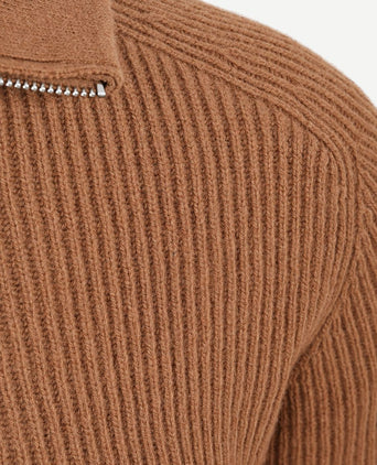 halve rits pullover wool cognac