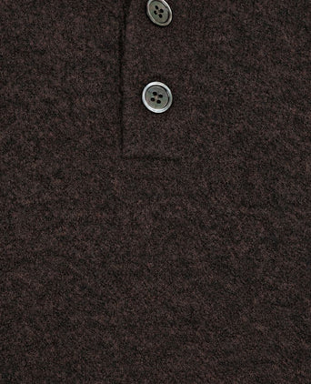 Longsleeve poloshirt boiled wool bruin