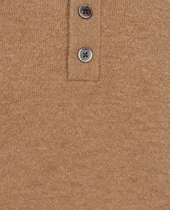 Longsleeve poloshirt boiled wool camel