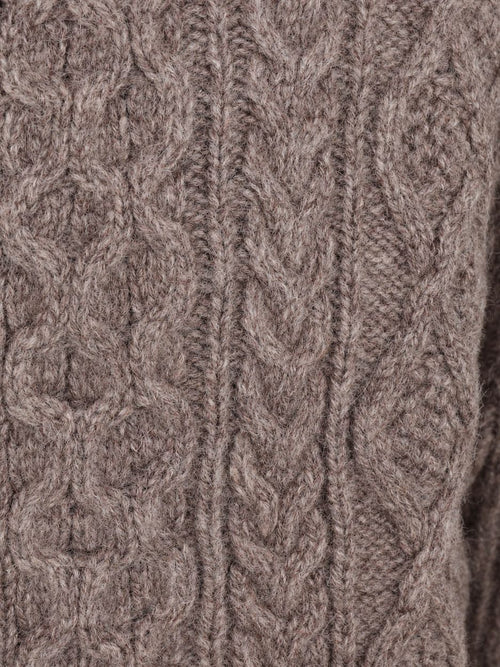 Pullover cable wool taupe
