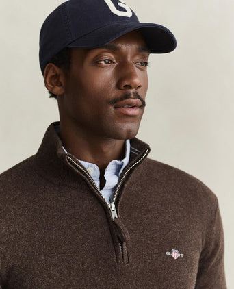 Halfzip lamswol trui bruin