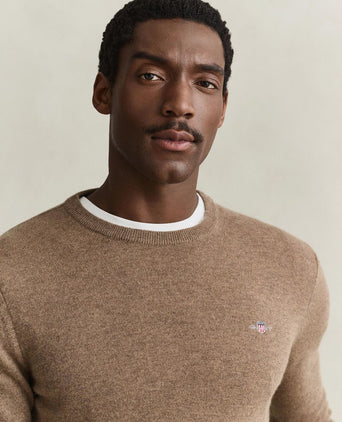 Halfzip lamswol trui camel