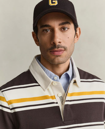 Rugger polo multi striped bruin geel