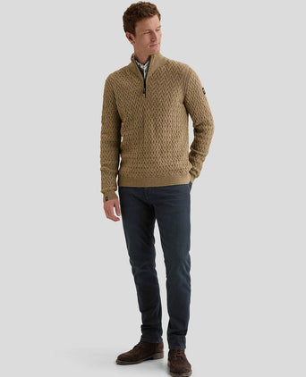 Trui halve rits wol blend beige