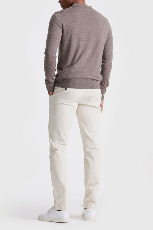 The robert long sleeve poloshirt merino bruin