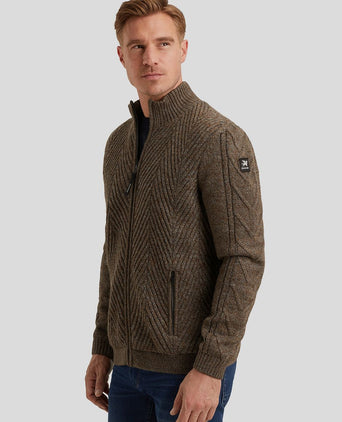Vest structuur wol blend bruin