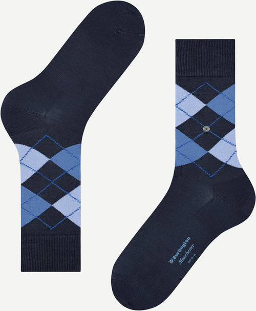 Burlington Manchester sok ruit blauw 6120