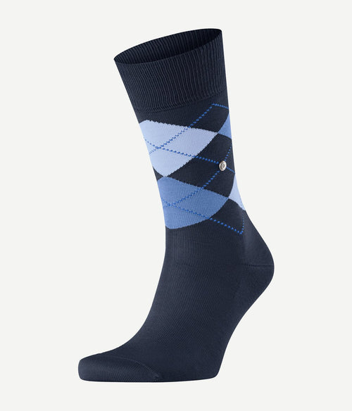 Manchester sok ruit blauw 6120