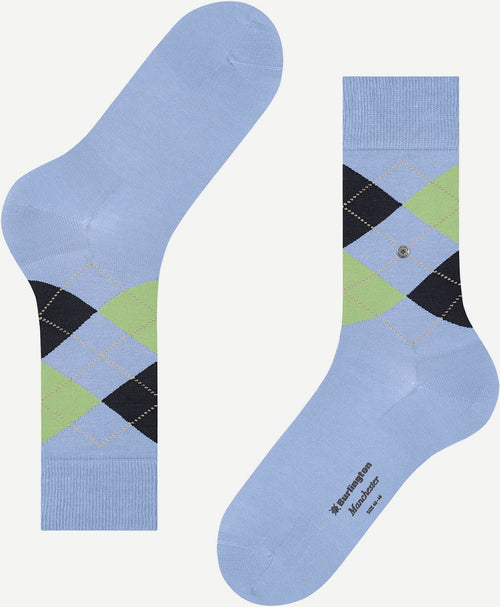 Manchester sok ruit blauw 6258