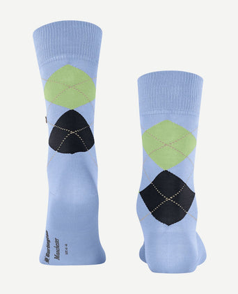 Manchester sok ruit blauw 6258