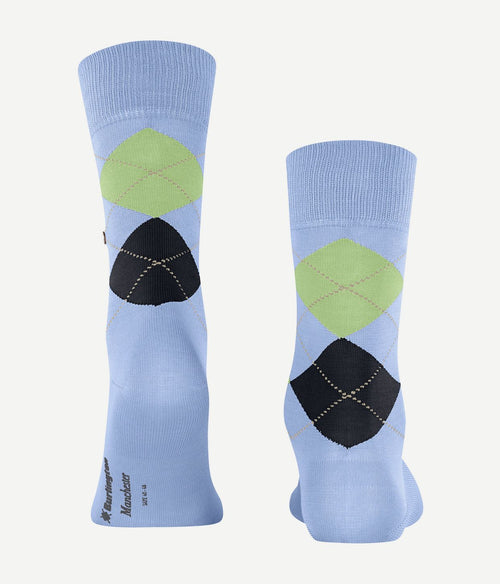 Manchester sok ruit blauw 6258
