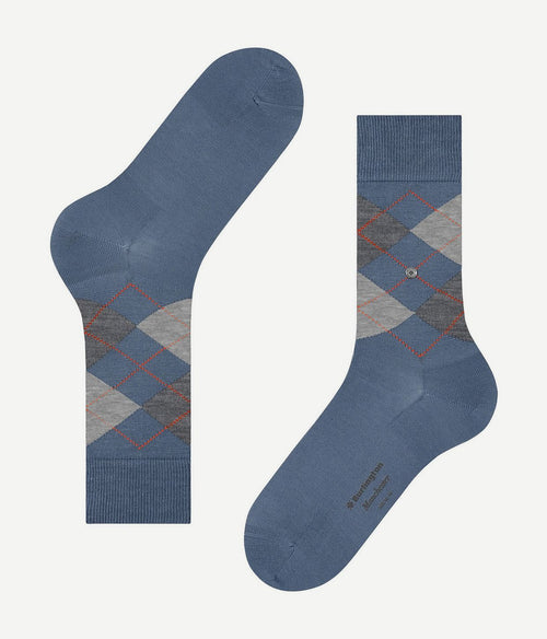 Burlington Manchester sok ruit blauw 6274