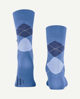 Manchester sok ruit blauw 6550
