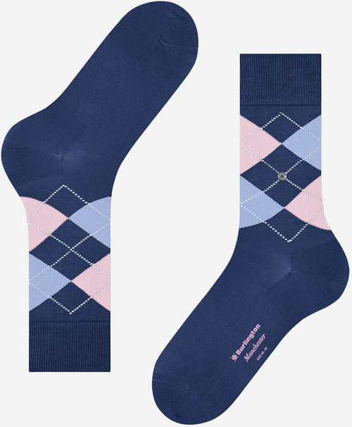 Burlington Manchester sok ruit blauw 6583