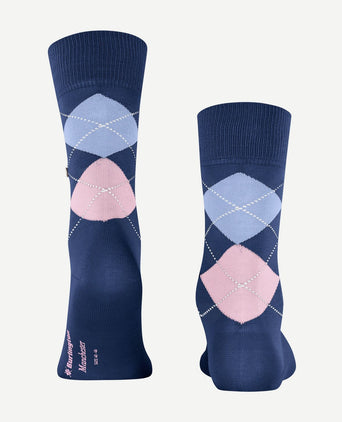 Burlington Manchester sok ruit blauw 6583