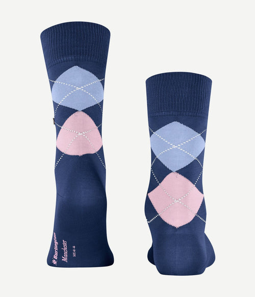 Burlington Manchester sok ruit blauw 6583