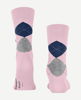 Manchester sok ruit roze 8440