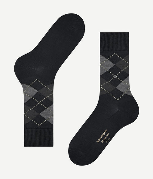 Burlington Manchester sok ruit zwart 3000