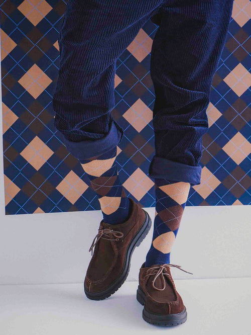 Burlington Edinburgh kniekousen wol donkerblauw