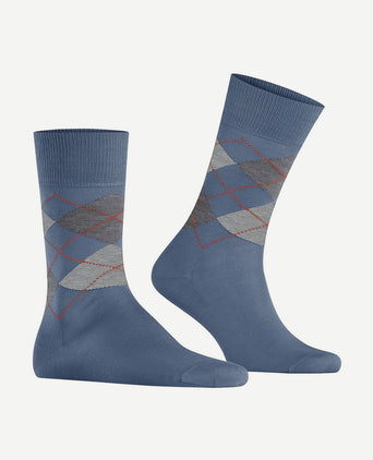 Manchester sok ruit blauw 6274