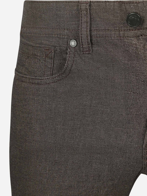 Pierre Cardin broek Lyon tapered print bruin