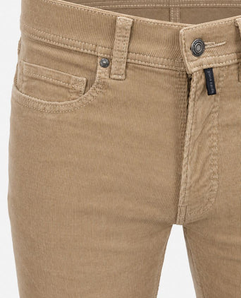 Broek Lyon tapered corduroy beige