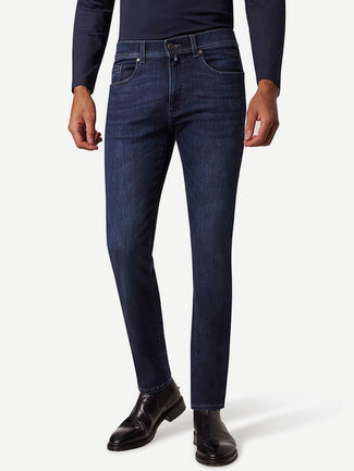 Jeans Lyon tapered future flex donkerblauw Jeans Lyon tapered future flex donkerblauw
