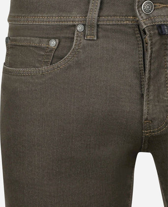 Broek Lyon tapered raw bruin