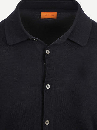 Cardigan shirt merino donkerblauw Cardigan shirt merino donkerblauw