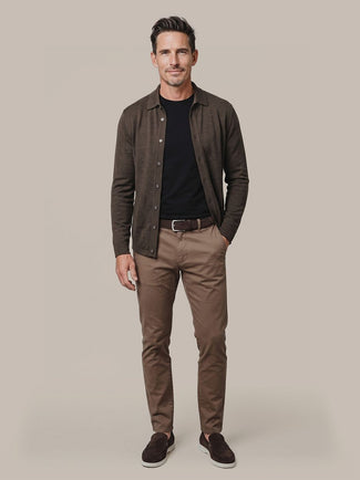 Cardigan shirt merino bruin Cardigan shirt merino bruin