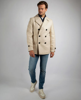 Coat caban wol blend ecru