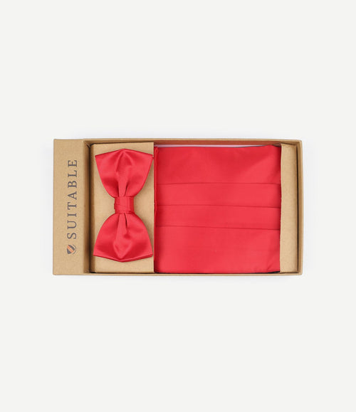 Cumberband strik pochet set rood