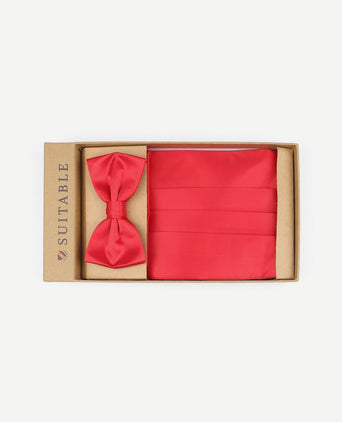Cumberband strik pochet set rood