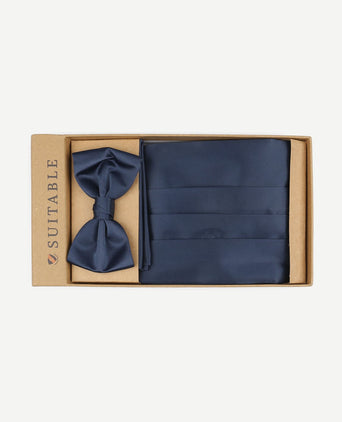 Cumberband strik pochet set donkerblauw