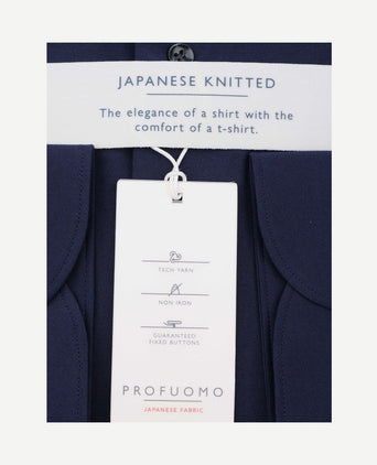 Japanese knitted overhemd donkerblauw
