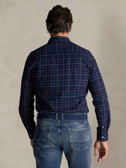 Shirt bruce waihi light flannel check icon donkerblauw