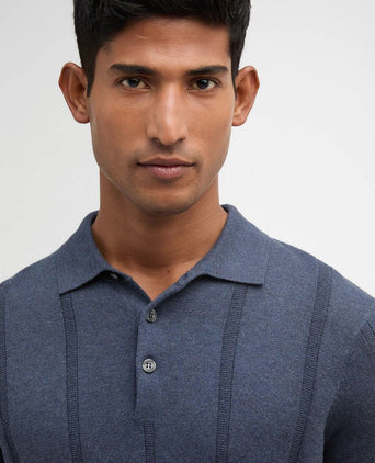 Wellburn knitted polo donkerblauw