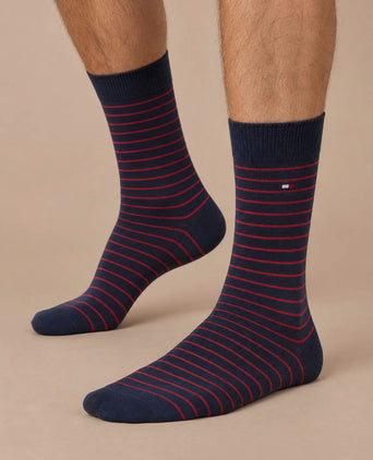 Sokken 2 paar donkerblauw streep