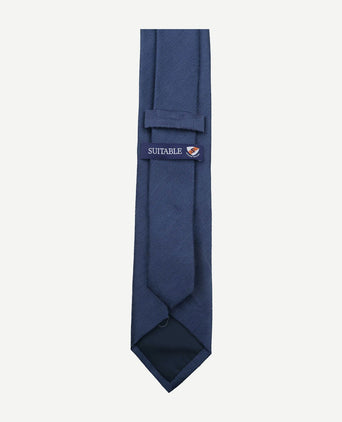 Linnen zijde stropdas donkerblauw