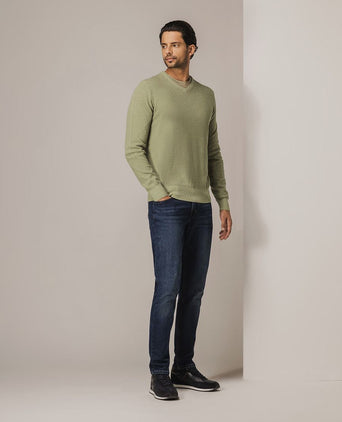 State of Art trui structure v-neck groen | Regular-fit