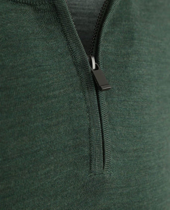 Suitable crew zip merino groen | Slim-fit