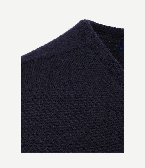 V-hals lamswol donkerblauw