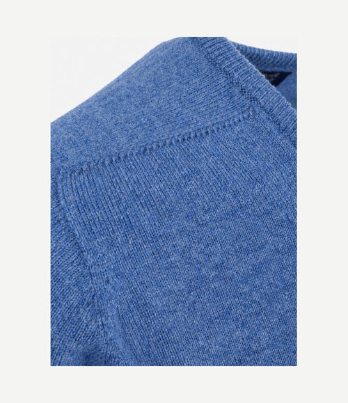 V-hals lamswol jeans blauw