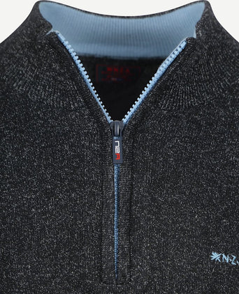 halve rits trui christopher melange donkerblauw